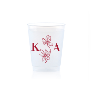Personalized Matte Poppy Ink 9 oz Frost Flex Cup with Matte Poppy Ink Cup Ink Colors has a Romantic Flower Accent graphic and is good for use in Floral, Accents themed parties and will add that special attention to detail that cannot be overlooked.