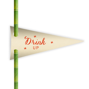 Custom Poptone Pastel Pink Pennant Straw Tag with Shiny Poppy Foil can be customized to complement every last detail of your party.