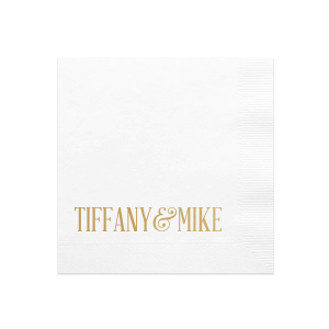 Showcase the stars of the event with the Classic Modern Names Napkin. Featuring the couple's names in a sleek, bold modern font, elegantly connected by a swirling ampersand, this design exudes contemporary elegance. Its simplicity magnifies the celebratory focus, adding a chic touch to any occasion.