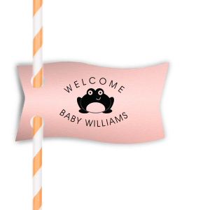Our personalized Poptone Ballet Pink Rectangle Straw Tag with Matte Black Foil Color has a Baby Frog graphic and is good for use in Baby Shower, Baby Animals themed parties and will look fabulous with your unique touch. Your guests will agree!