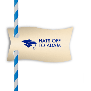Add a touch of pomp to every sip with the Graduation Cap Straw Tag, featuring a cap and tassel in mid-toss. Customize with cheers and the grad's name for a playful twist on the traditional toast, making each drink a mini celebration.