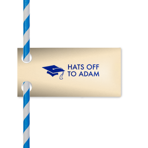 Add a touch of pomp to every sip with the Graduation Cap Straw Tag, featuring a cap and tassel in mid-toss. Customize with cheers and the grad's name for a playful twist on the traditional toast, making each drink a mini celebration.