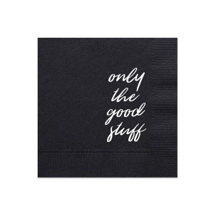 Our custom Black Linen Like Cocktail Napkin with Matte White Foil can't be beat. Showcase your style in every detail of your party's theme!