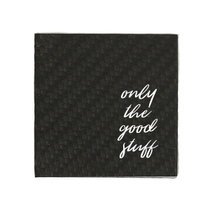 Our custom Black Linen Like Cocktail Napkin with Matte White Foil can't be beat. Showcase your style in every detail of your party's theme!