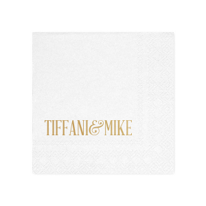 Showcase the stars of the event with the Classic Modern Names Napkin. Featuring the couple's names in a sleek, bold modern font, elegantly connected by a swirling ampersand, this design exudes contemporary elegance. Its simplicity magnifies the celebratory focus, adding a chic touch to any occasion.
