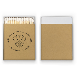 The Doggie Too! Wreath Frame Wedding Match bursts with charm, featuring a delightful pet graphic playfully encircled by a wreath. The couple's names elegantly arch above, connecting to their pet's name and an exuberant "TOO!" at the bottom, complete with the event date. It's a joyful tribute to furry family members in celebrations.