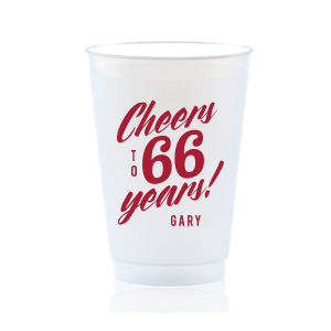 The Vintage Cheers To Years Cup features bold celebratory lettering highlighting a special age with a customizable name for a fun, party-ready look. Order yours to serve drinks with a custom touch guests will remember. Perfect for birthday bashes or backyard celebrations.