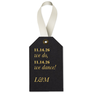 Our beautiful custom Natural Black Arch Gift Tag with Shiny 18 Kt Gold Foil will add that special attention to detail that cannot be overlooked.