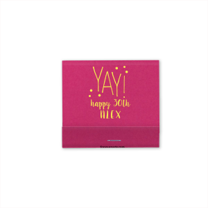 Set the birthday scene alight with the YAY Birthday Dots Match, bursting with 'YAY!' amidst a confetti of dots. The reverse's playful pattern keeps the party spirit burning, making each spark a mini-celebration of another fabulous year.