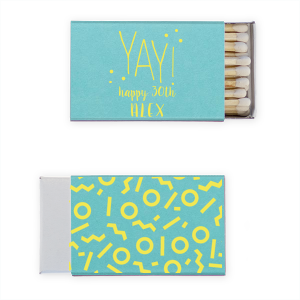 Set the birthday scene alight with the YAY Birthday Dots Match, bursting with 'YAY!' amidst a confetti of dots. The reverse's playful pattern keeps the party spirit burning, making each spark a mini-celebration of another fabulous year.