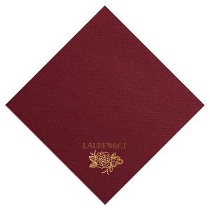 Celebrate love with the Peony Couple Napkin. The elegant peony at the bottom symbolizes happiness, romance, and prosperity. Perfect for adding a touch of natural beauty and grace to your special day.