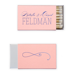 The Romantic Flourish Script Name Match design harmoniously fuses refined and playful styles. Elegant flourished script presents the couple’s first names, artfully merging with their newly shared last name in a contrasting contemporary font. A solitary back flourish lends sophistication, symbolizing their intertwined lives. 