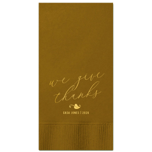 Personalized Bronze Guest Hand Towel with Shiny 18 Kt Gold Foil has a Accent 10 graphic and is good for use in Accents, Floral themed parties and can be personalized to match your party's exact theme and tempo.