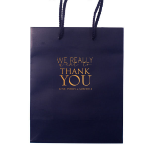 Personalized Navy Classic Gift Bag with Shiny Copper Foil can't be beat. Showcase your style in every detail of your party's theme!