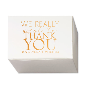 ForYourParty's personalized Shiny Copper Cake Box with Shiny Copper Foil can't be beat. Showcase your style in every detail of your party's theme!