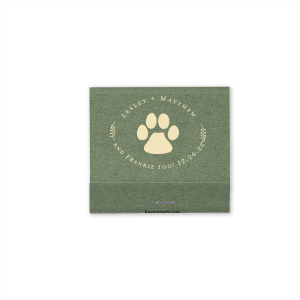 ForYourParty's personalized Stardream Ivory Square Matchbox with Matte Navy Foil has a Paw Print graphic and is good for use in Animals themed parties and can be personalized to match your party's exact theme and tempo.
