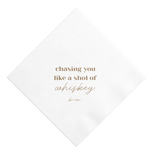 ForYourParty's elegant White Cocktail Napkin with Shiny Champagne Foil will make your guests swoon. Personalize your party's theme today.