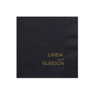 The Modern Elegance Names Wedding Napkin artfully combines bold, uppercase lettering with slender script, crafting a statement of sophistication and contemporary grace that's perfect for commemorating matrimonial bliss.
