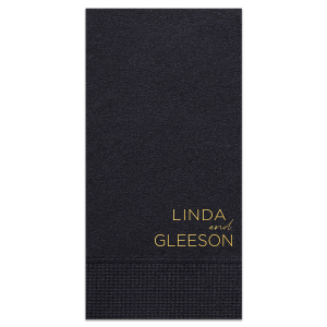 The Modern Elegance Names Wedding Napkin artfully combines bold, uppercase lettering with slender script, crafting a statement of sophistication and contemporary grace that's perfect for commemorating matrimonial bliss.