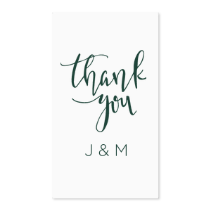 ForYourParty's elegant White Small Round Label with Matte Spruce Ink Label Print Colors has a Thank You 2 graphic and is good for use in Words, Hearts, Wedding themed parties and can be customized to complement every last detail of your party.