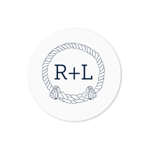 The ever-popular White Small Round Label with Matte Navy Ink Label Print Colors has a Rope Frame graphic and is good for use in Frames themed parties and couldn't be more perfect. It's time to show off your impeccable taste.