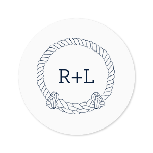 The ever-popular White Small Round Label with Matte Navy Ink Label Print Colors has a Rope Frame graphic and is good for use in Frames themed parties and couldn't be more perfect. It's time to show off your impeccable taste.