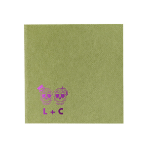 The Sugar Skull Wedding Napkin design artfully embraces Mexican tradition with personalized sugar skulls, symbolizing a joyful blend of love and cultural heritage. Perfect for a wedding celebration, it infuses a vibrant, festive spirit, paying homage to life, love, and the beauty of intertwined journeys. 