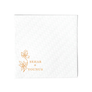 Our beautiful custom White Linen Like Guest Hand Towel with Shiny Copper Foil has a Romantic Flower Accent graphic and is good for use in Floral, Accents themed parties and will make your guests swoon. Personalize your party's theme today.