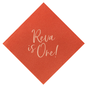 Our custom Terracotta Linen Like Cocktail Napkin with Shiny Rose Gold Foil will make your guests swoon. Personalize your party's theme today.