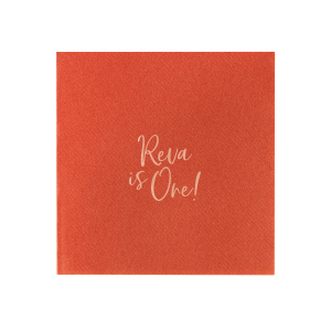 Our custom Terracotta Linen Like Cocktail Napkin with Shiny Rose Gold Foil will make your guests swoon. Personalize your party's theme today.