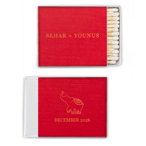 Custom Linen Convertible Red Lipstick Matchbox with Shiny Copper Foil will give your party the personalized touch every host desires.
