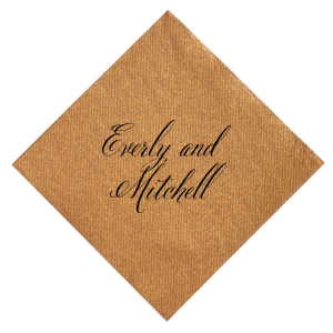 This Script Names and Stars Napkin features flowing calligraphy lettering of the couple’s names centered for a warm, elegant presentation. Add it to your celebration to elevate table settings with a refined, custom detail. Excellent for wedding receptions or intimate dinner parties!