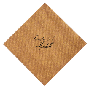 This Script Names and Stars Napkin features flowing calligraphy lettering of the couple’s names centered for a warm, elegant presentation. Add it to your celebration to elevate table settings with a refined, custom detail. Excellent for wedding receptions or intimate dinner parties!