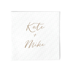 ForYourParty's chic White Linen Like Guest Hand Towel with Shiny Champagne Foil will make your guests swoon. Personalize your party's theme today.