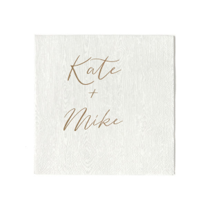 ForYourParty's chic White Linen Like Guest Hand Towel with Shiny Champagne Foil will make your guests swoon. Personalize your party's theme today.