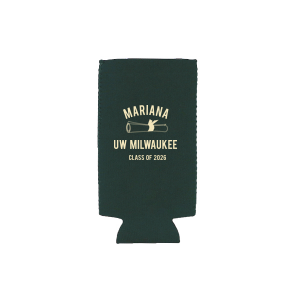Personalized Red Slim Can Cooler with Matte Pastel Pink Ink Cup Ink Colors has a Graduation Scroll graphic and is good for use in Graduation themed parties and can't be beat. Showcase your style in every detail of your party's theme!