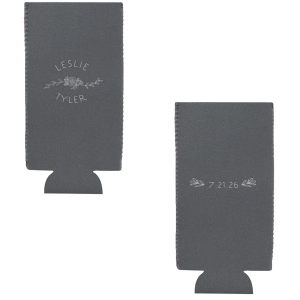 ForYourParty's personalized Pastel Pink Flat Can Cooler with Matte Army Green Ink Cup Ink Colors has a Peony Flourish 2 graphic and a HandWreathRSVP graphic and is good for use in Lovely Press themed parties and will look fabulous with your unique touch. Your guests will agree!