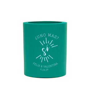 Our personalized Turquoise Round Can Cooler with Matte Pastel Pink Ink Cup Ink Colors has a Si graphic and is good for use in Words, Wedding, Bridal Shower themed parties and will make your guests swoon. Personalize your party's theme today.