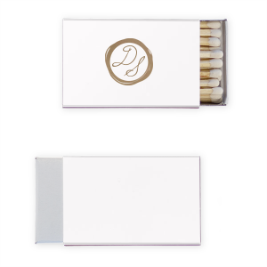 Our custom Stardream Crystal White Barrel Matchbox with Shiny Champagne Foil has a Wax Stamp graphic and is good for use in Frames themed parties and will look fabulous with your unique touch. Your guests will agree!