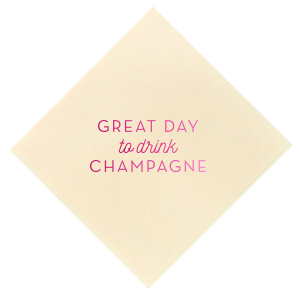 The Great Day To Drink Champagne Napkin design jubilantly invites celebration. Featuring the bold proclamation "Great Day to drink Champagne" with "to drink" playfully scripted, it symbolizes the joy of special occasions. This simple yet striking design elevates any event, encapsulating the essence of festive cheer and memorable milestones.