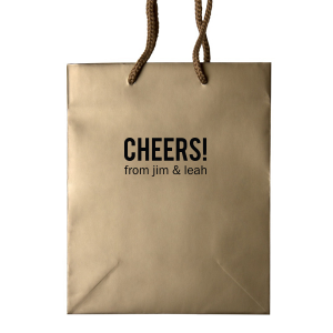 The ever-popular Kraft Wine Gift Bag with Matte Black Foil will impress guests like no other. Make this party unforgettable.