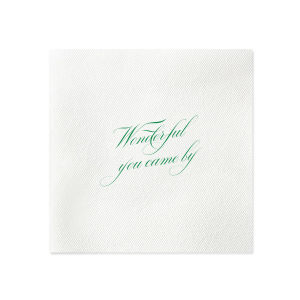 You can't beat a classic like the Wonderful you Came By Napkin. Featuring elegant customizable script in your choice of foil print color, the napkin is perfect for any momentous party occasion from weddings or engagements to birthdays and housewarming parties.
