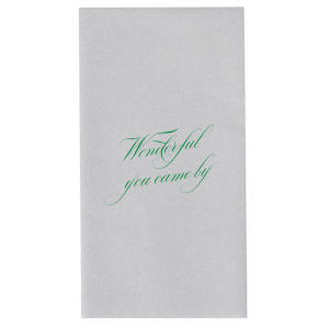 You can't beat a classic like the Wonderful you Came By Napkin. Featuring elegant customizable script in your choice of foil print color, the napkin is perfect for any momentous party occasion from weddings or engagements to birthdays and housewarming parties.