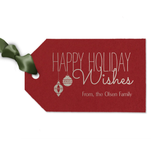 Enhance your gifts with our custom "Happy Holiday Wishes" tags! These delightful holiday tags can be personalized with your name or message, ensuring every gift you give is beautifully unique. Perfect for corporate gifts, family gatherings, and festive décor, these tags are a wonderful way to share joy and happiness. Select your preferred colors and add your personal touch to make your holiday celebrations unforgettable.
