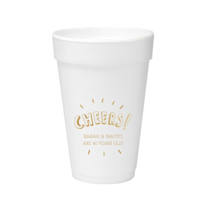 Raise your Glass and toast with gusto holding the Cheers Birthday Cup. Featuring a fun and energetic 3D "CHEERS!" framed by sparkling excitement, this design sets the perfect tone for any celebration. Personalize with names and event details to make the party unforgettable.