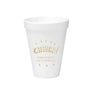 Raise your Glass and toast with gusto holding the Cheers Birthday Cup. Featuring a fun and energetic 3D "CHEERS!" framed by sparkling excitement, this design sets the perfect tone for any celebration. Personalize with names and event details to make the party unforgettable.
