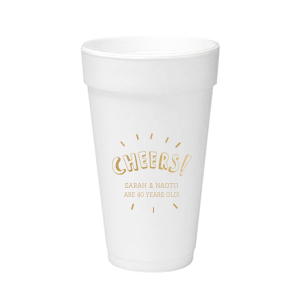Raise your Glass and toast with gusto holding the Cheers Birthday Cup. Featuring a fun and energetic 3D "CHEERS!" framed by sparkling excitement, this design sets the perfect tone for any celebration. Personalize with names and event details to make the party unforgettable.