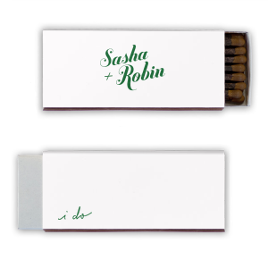 Embrace romance with the Sweet I Do Swirl Names Wedding Matchbox. Front and center, the couple’s names dance in a playful, bold script, radiating love and joy. In delightful contrast, the back whispers "I do" in a tender, whimsical lowercase script, adding a heartwarming, playful touch to this charming design.