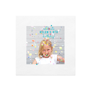 Our personalized White Borderless Custom Photo + Foil Cocktail Napkin with Satin Teal / Peacock Foil can be personalized to match your party's exact theme and tempo.