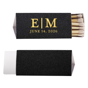 The Modern Elegant Initials & Date Match pairs bold elegance with a commemorative touch. First initials stand out in a modern serif font, divided by a sleek vertical line, with the event date neatly inscribed below—radiating sophistication for your special day.